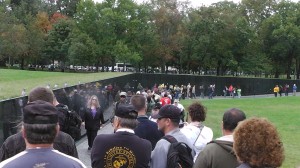Marchers at the Vietnam Memorial.