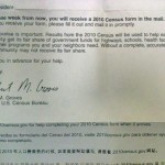 Letter from Census Department